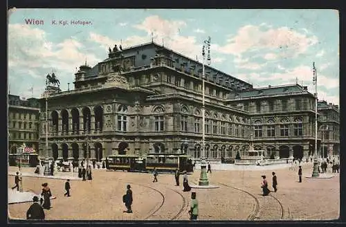 AK Wien, Strassenbahn vor der k. kgl. Hofoper