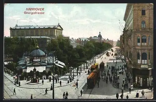 AK Hannover, Georgstrasse mit Strassenbahn