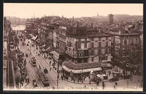 AK Marseille, La Cannebière, tram, Strassenbahn