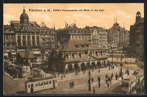 AK Frankfurt a. M., Hauptwache, Zeil, Strassenbahn