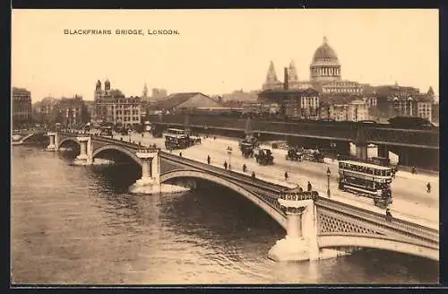 AK London, Blackfriars Bridge, Strassenbahn