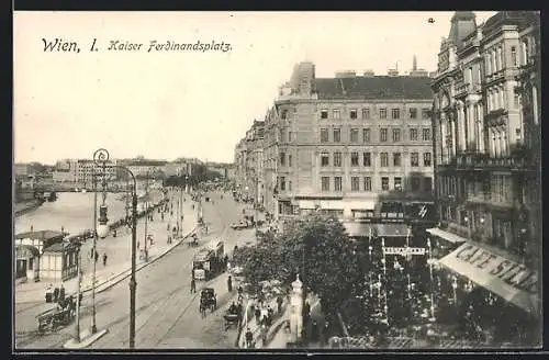 AK Wien, Strassenbahnverkehr auf dem Kaiser-Ferdinands-Platz