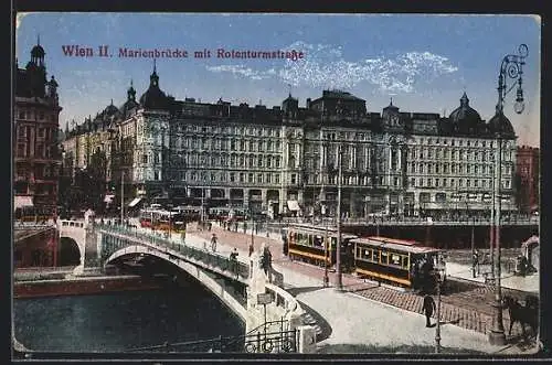 AK Wien, Strassenbahnverkehr auf der Marienbrücke