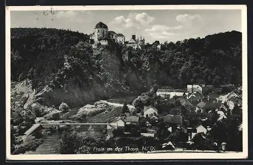 AK Frain an der Thaya, Teilansicht mit Flusspartie und Schloss