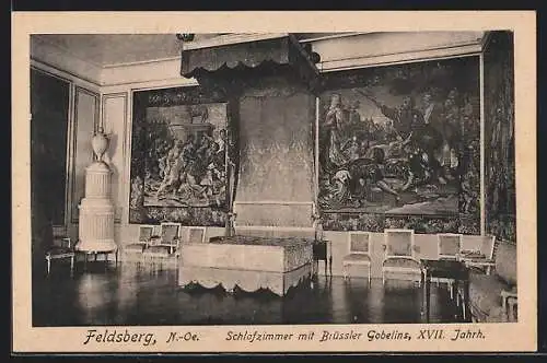 AK Feldsberg /N.-Ö., Schlafzimmer mit Brüssler Gobelins