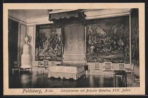AK Feldsberg /N.-Ö., Schlafzimmer mit Brüssler Gobelins, XVII. Jahrh.