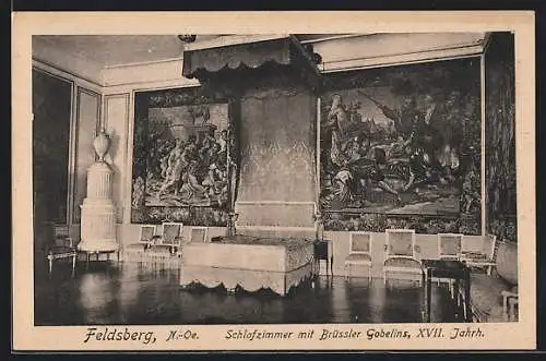 AK Feldsberg /N.-Ö., Schlafzimmer mit Brüssler Gobelins