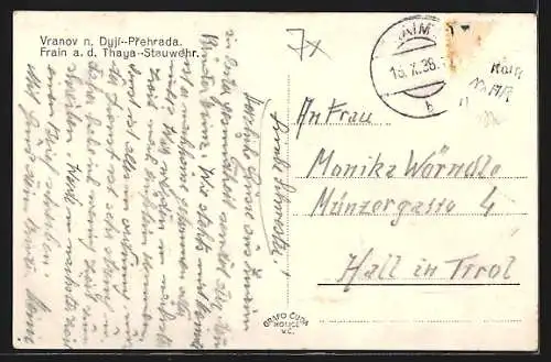 AK Frain / Vranov, Am Thaya-Stauwehr, Dyif-Prehrada