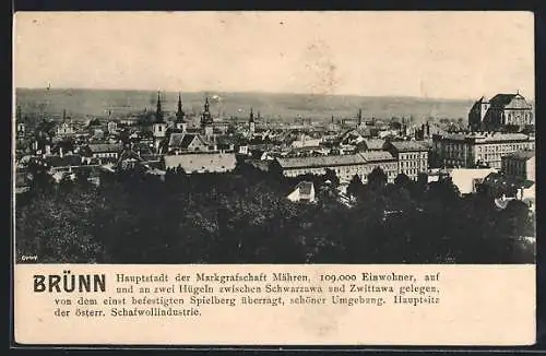 AK Brünn, Blick über die Dächer