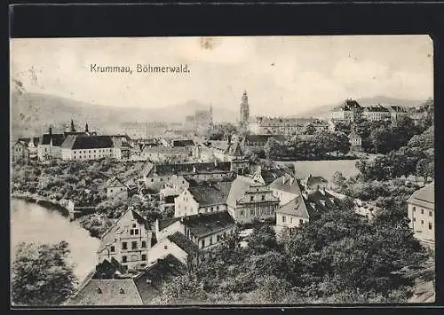 AK Krummau /Böhmerwald, Ortsansicht aus der Vogelschau