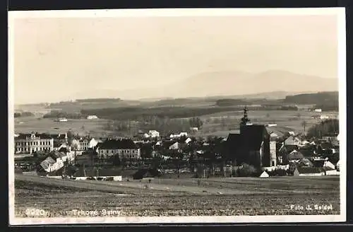 AK Trhové Sviny, Ortsansicht mit Kirche