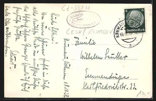 AK C. Krumlov, Blick in den Ort