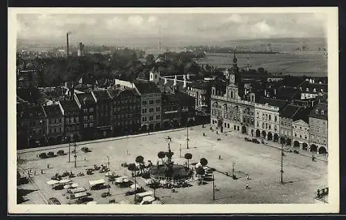 AK Budweis, Blick vom Turm auf den Platz