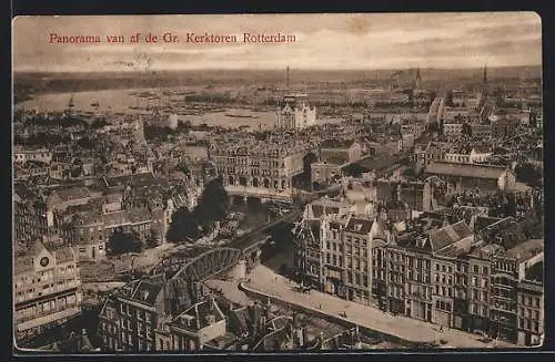 AK Rotterdam, Panorama van af de Gr. Kerktoren