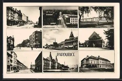 AK Pardubice, Rathaus und Hauptstrasse