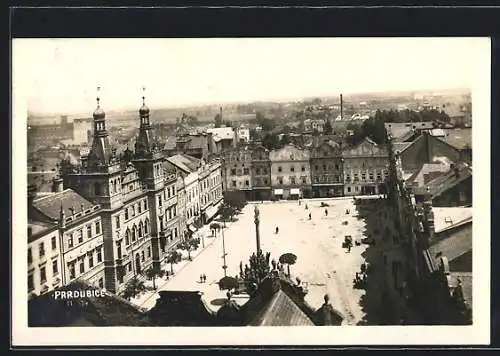 AK Pardubice, Strassenpartie aus der Vogelschau