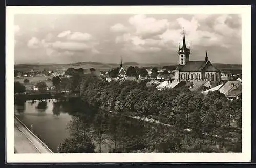 AK Policka, Ortsansicht mit Flusspartie