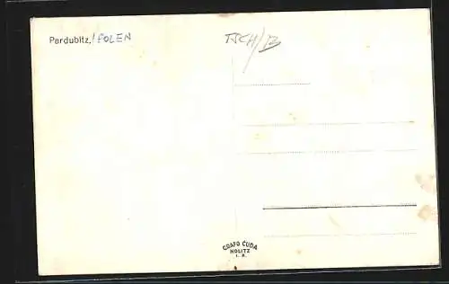 AK Pardubice, Strassenpartie mit Blick zur Kirche