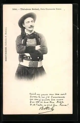 AK Musiker Théodore Botrel in Tracht