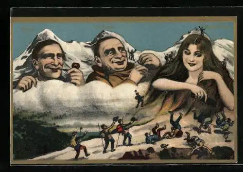 AK Eiger, Mönch und Jungfrau, Berge mit Gesicht / Berggesichter, Scherz, Bergsteiger