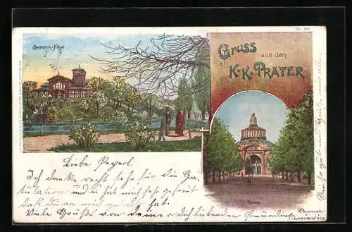 AK Wiener Prater mit Rotunde, Constantin-Hügel