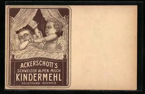 Künstler-AK Reklame für Ackerschotts schweizer Kindermehl, Babies streiten sich um das Mehl