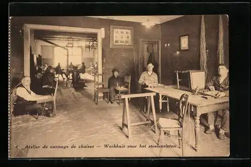 AK Blindenwerkstatt, Atelier de cannage de chaises, Société Protectrice des Aveugles