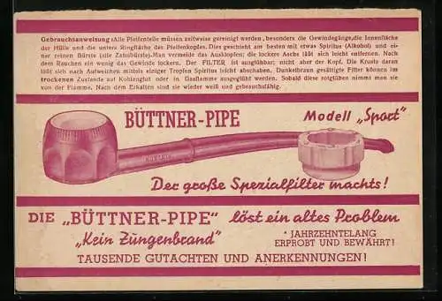 AK Wien, Büttner-Pipe Modell Sport, Tabakpfeife, Scheffelstrasse 29