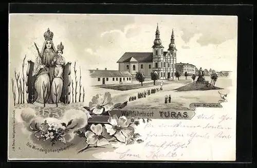 Künstler-AK Turas bei Brünn, Kirche, Die Wundergottesgebärerin