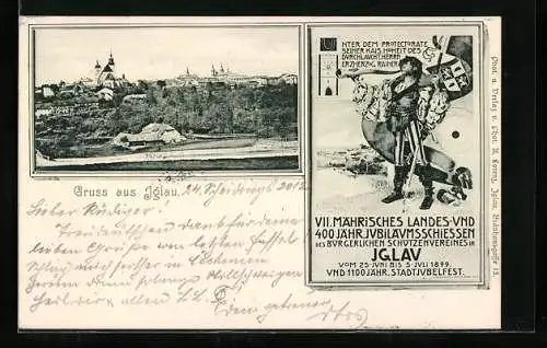AK Iglau, VII. Mährisches Landes- und Jubiläumsschiessen 1899, Ortsansicht