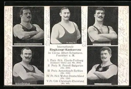 AK Frankfurt a. M., Internationale Ringkampf-Konkurrenz im Circus Albert Schumann