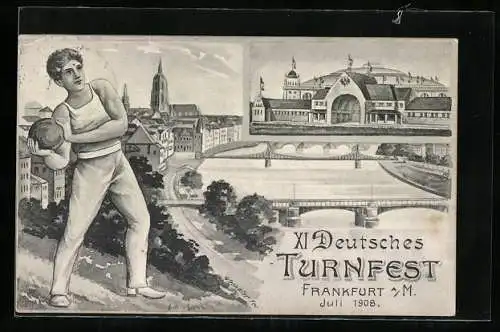 Lithographie Frankfurt a. M., XI. Deutsches Turnfest 1908