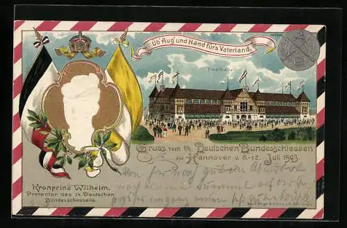 Lithographie Hannover, 14. Deutsches Bundesschiessen 1903, Kronprinz Wilhelm