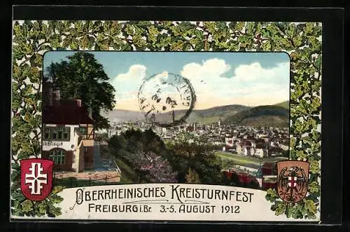 AK Freiburg i. Br., Oberrheinisches Kreisturnfest 1912, Blick vom Loretto