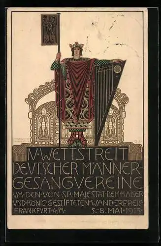 Künstler-AK Frankfurt a. M., IV. Wettstreit Deutscher Männer-Gesangvereine 1913