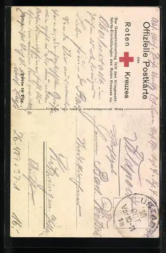 AK Ritter mit Stab, Rotes Kreuz, 1914-16