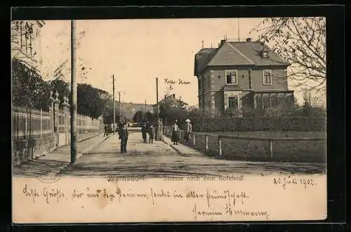 AK Warnsdorf, Strasse nach dem Hofefeld