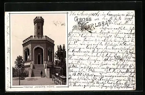 Vorläufer-Lithographie Karlsbad, 1895, An der Franz Josefs Höhe