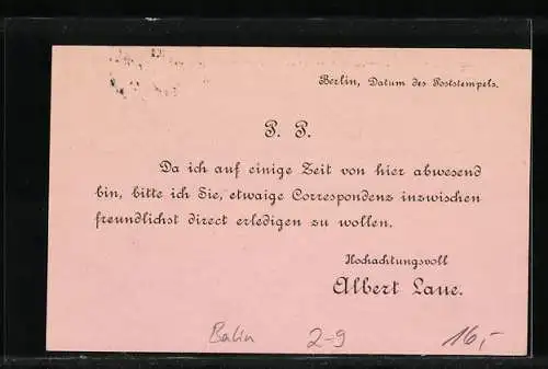 AK Berlin, Packetfahrtkarte, Private Stadtpost Berliner Packetfahrt AG