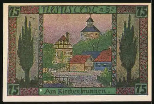 Notgeld Neinstedt a. H. 1921, 75 Pfennig, Am Kirchenbrunnen