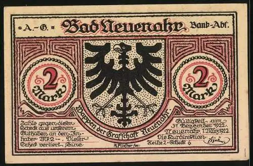 Notgeld Bad Neuenahr 1922, 2 Markt, Hermann Graf zu Neuenare 1514-1579