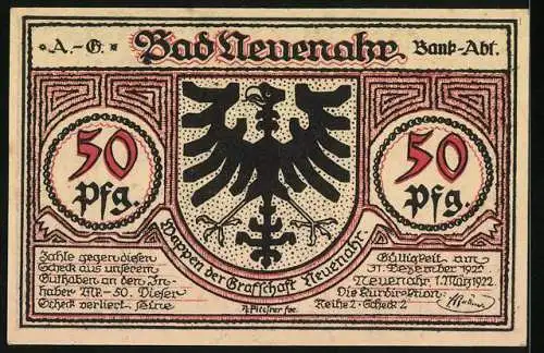Notgeld Bad Neuenahr 1922, 50 Pfennig, Schutzpatron Sanct Willibrordus