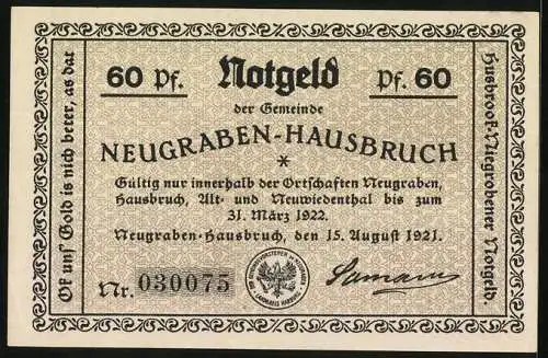 Notgeld Neugraben-Hausbruch 1921, 60 Pfennig, Rodelsport am Opferberg in der Neugrabener Schweiz