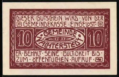 Notgeld Nachterstedt 1921, 10 Pfennig, Fabrik