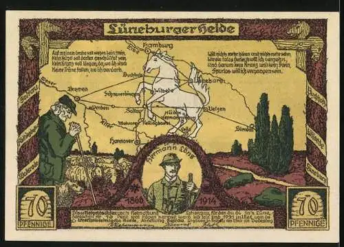 Notgeld Soltau, 70 Pfennig, Hermann Löng, Hünengrab bei Fallingbostel