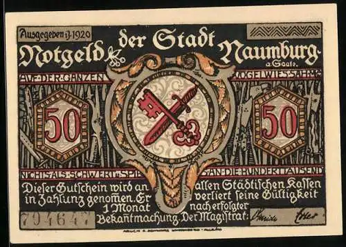 Notgeld Naumburg a. Saale 1920, 50 Pfennig, Frauen beten für die Hungerleidenden