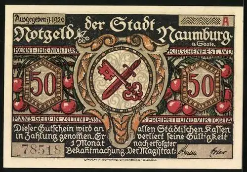 Notgeld Naumburg a. Saale 1920, 50 Pfennig, Prokop führt die Hussiten