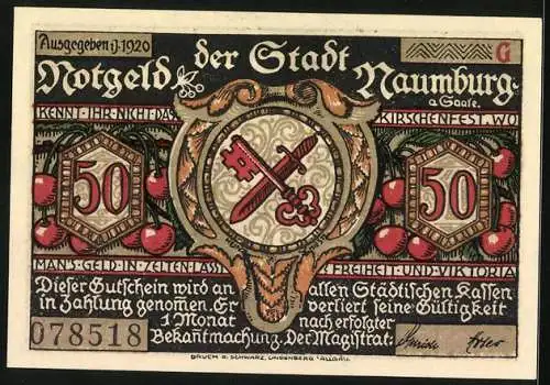 Notgeld Naumburg a. Saale 1920, 50 Pfennig, Der Lehrer spricht mit den Kindern