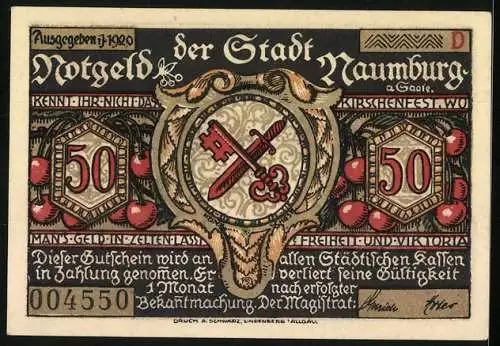 Notgeld Naumburg a. Saale 1920, 50 Pfennig, Nonnen beten für die Hungerleidenden