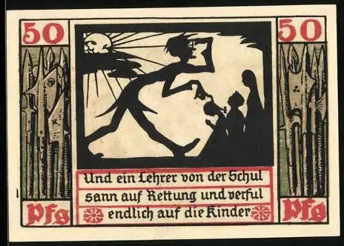Notgeld Naumburg a. Saale 1920, 50 Pfennig, Der Lehrer denkt an die Kinder